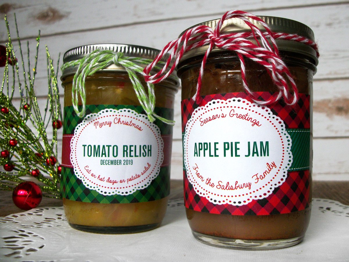 Custom Buffalo Plaid Christmas Rectangle Jam & Jelly Jar Labels | CanningCrafts.com