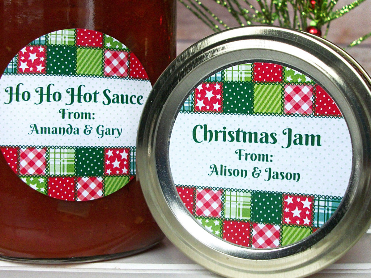 Custom Christmas Quilt canning labels 1 custom country quilt christmas canning labels 2 inch - 20 labels per sheet
