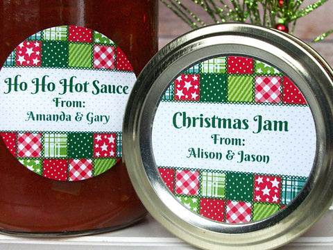 Custom Country Quilt Christmas Canning Labels | CanningCrafts.com