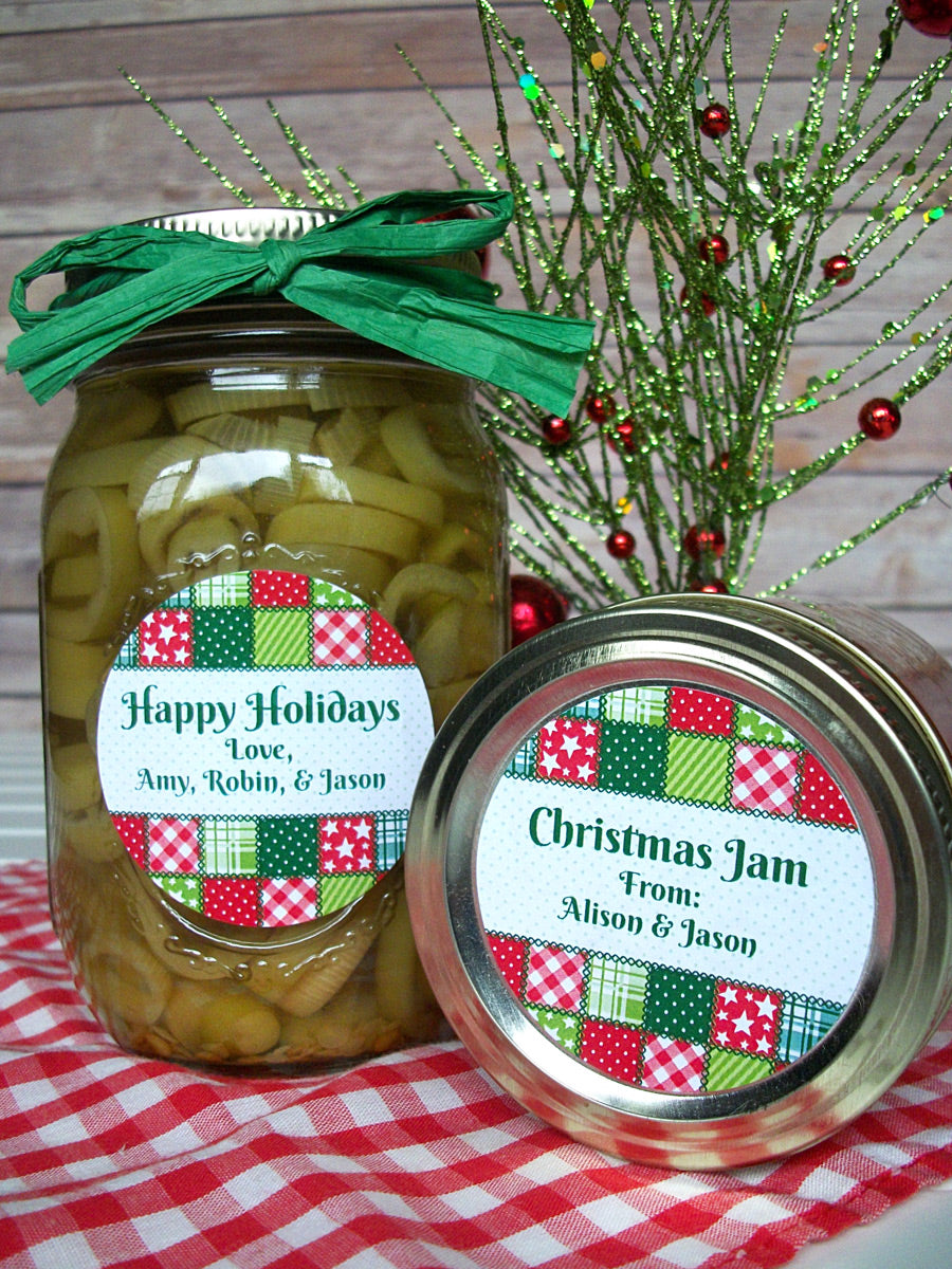 Custom Country Quilt Christmas Canning Labels | CanningCrafts.com