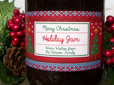 Custom Home Knit Christmas Rectangle Canning Labels | CanningCrafts.com