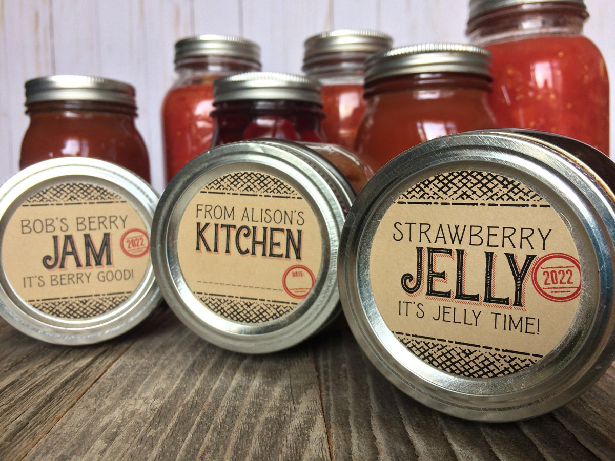 Custom Kraft Flavor Adventures canning labels for jam & jelly | CanningCrafts.com