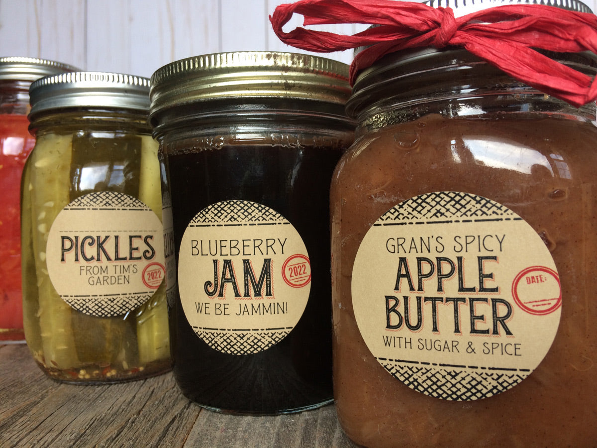 Custom Kraft Flavor Adventures canning labels for jam, apple butter, & pickles | CanningCrafts.com