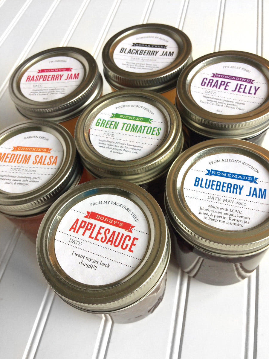 Custom Foodie's Delight Canning Labels for regular and wide mouth mason jar lids | CanningCrafts.com