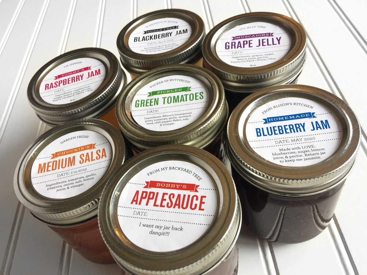 Custom Foodie's Delight Canning Labels for regular and wide mouth mason jar lids | CanningCrafts.com