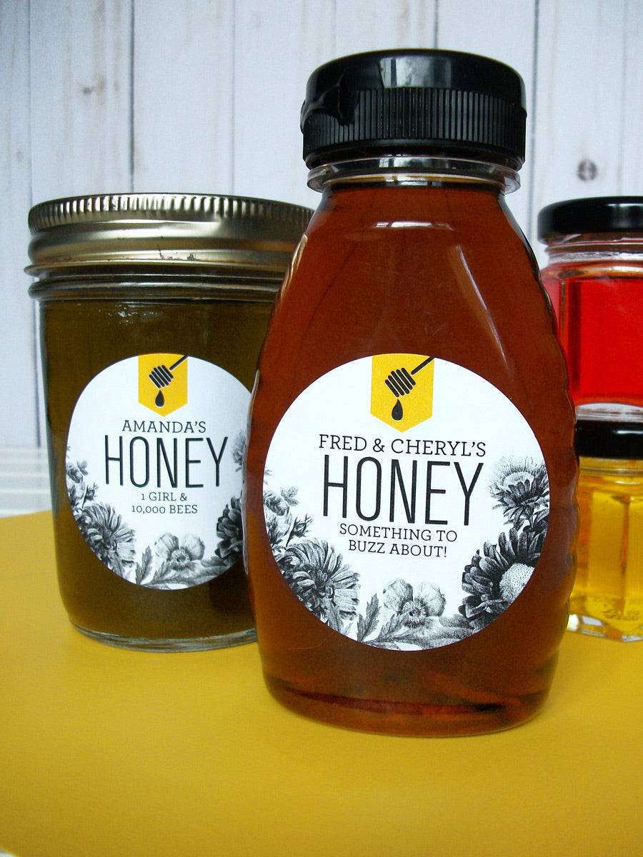 Custom Honey Dipper Honey Jar & Bottle Labels | CanningCrafts.com