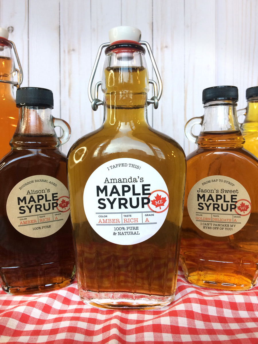Custom Printed Just the Facts Maple Syrup Bottle Labels | CanningCrafts.com