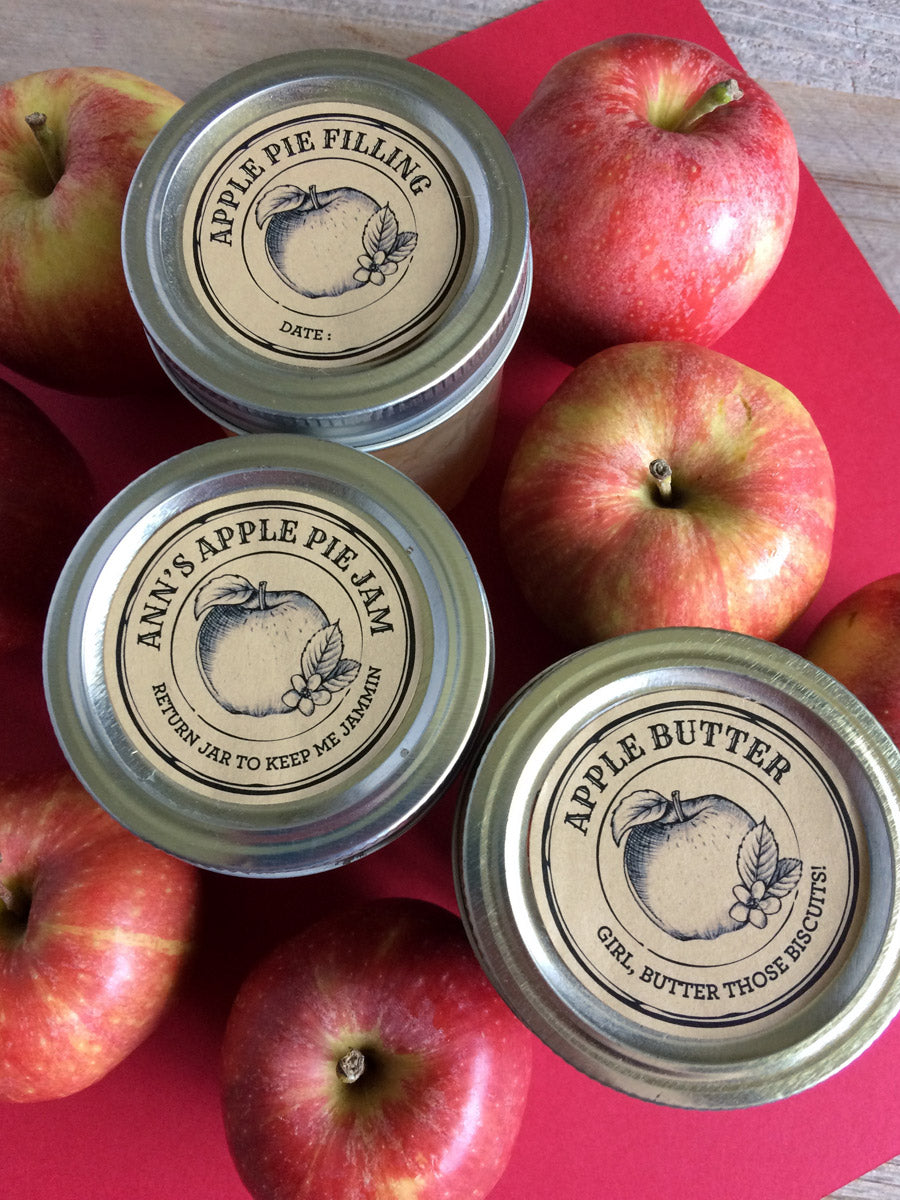 Custom Kraft Apothecary Apple Butter, Jam, and Pie Filling Canning Labels | CanningCrafts.com