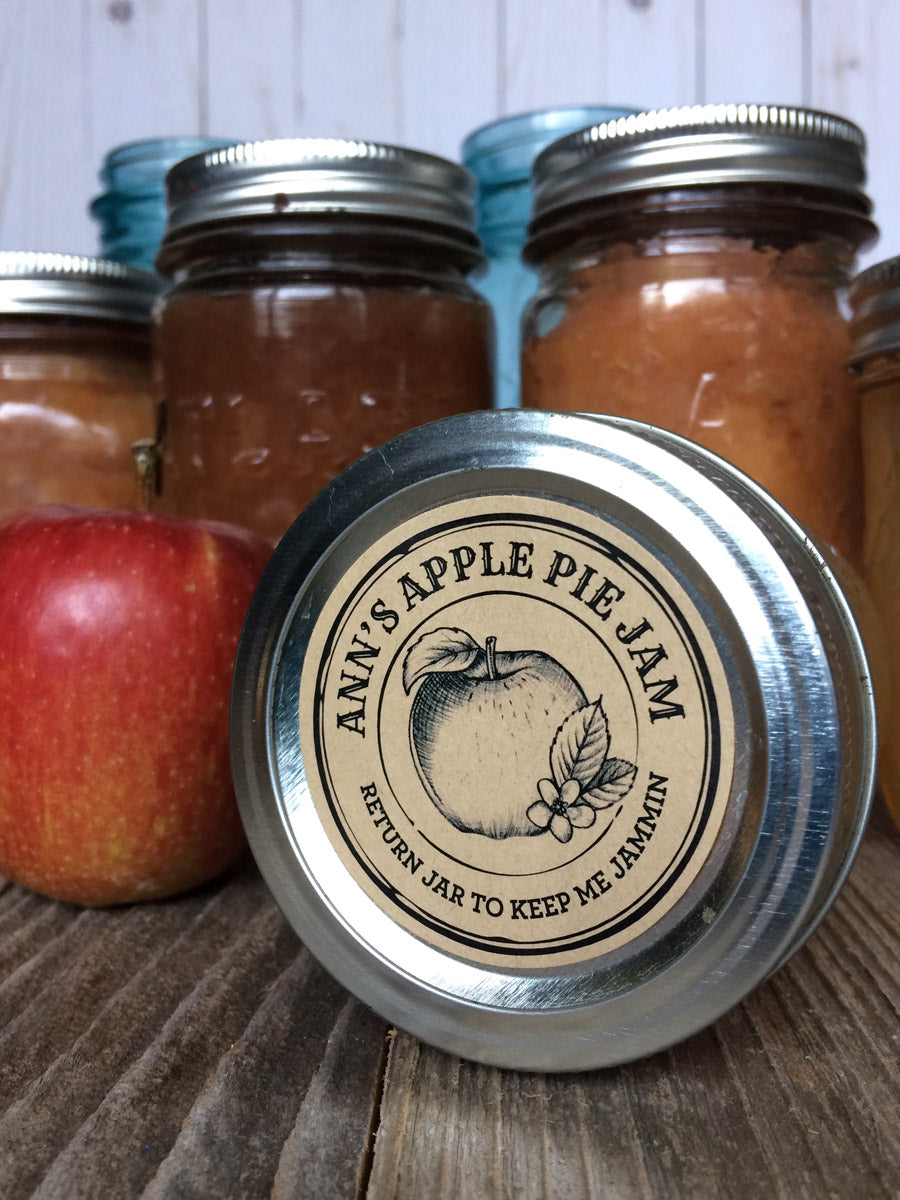 Custom Kraft Apothecary Apple Pie Jam Canning Labels | CanningCrafts.com
