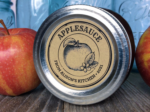 Custom Kraft Apothecary Applesauce Canning Labels | CanningCrafts.com
