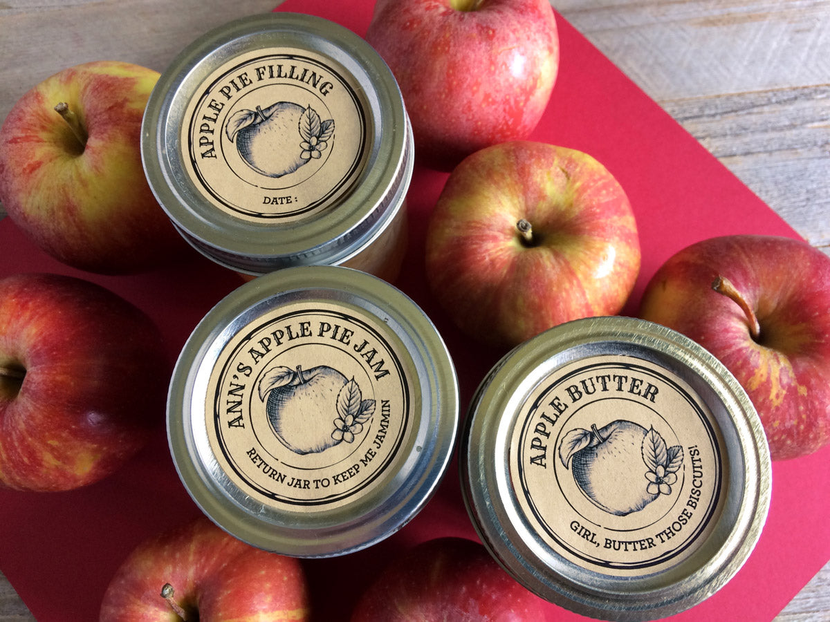 Custom Kraft Apothecary Apple Butter, Jam, and Pie Filling Canning Labels | CanningCrafts.com