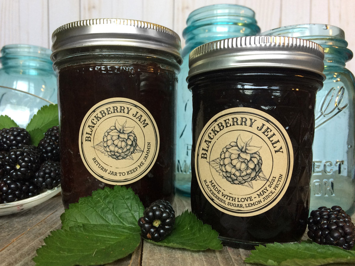 Custom Kraft Apothecary Blackberry Jam and Jelly Jar Labels | CanningCrafts.com