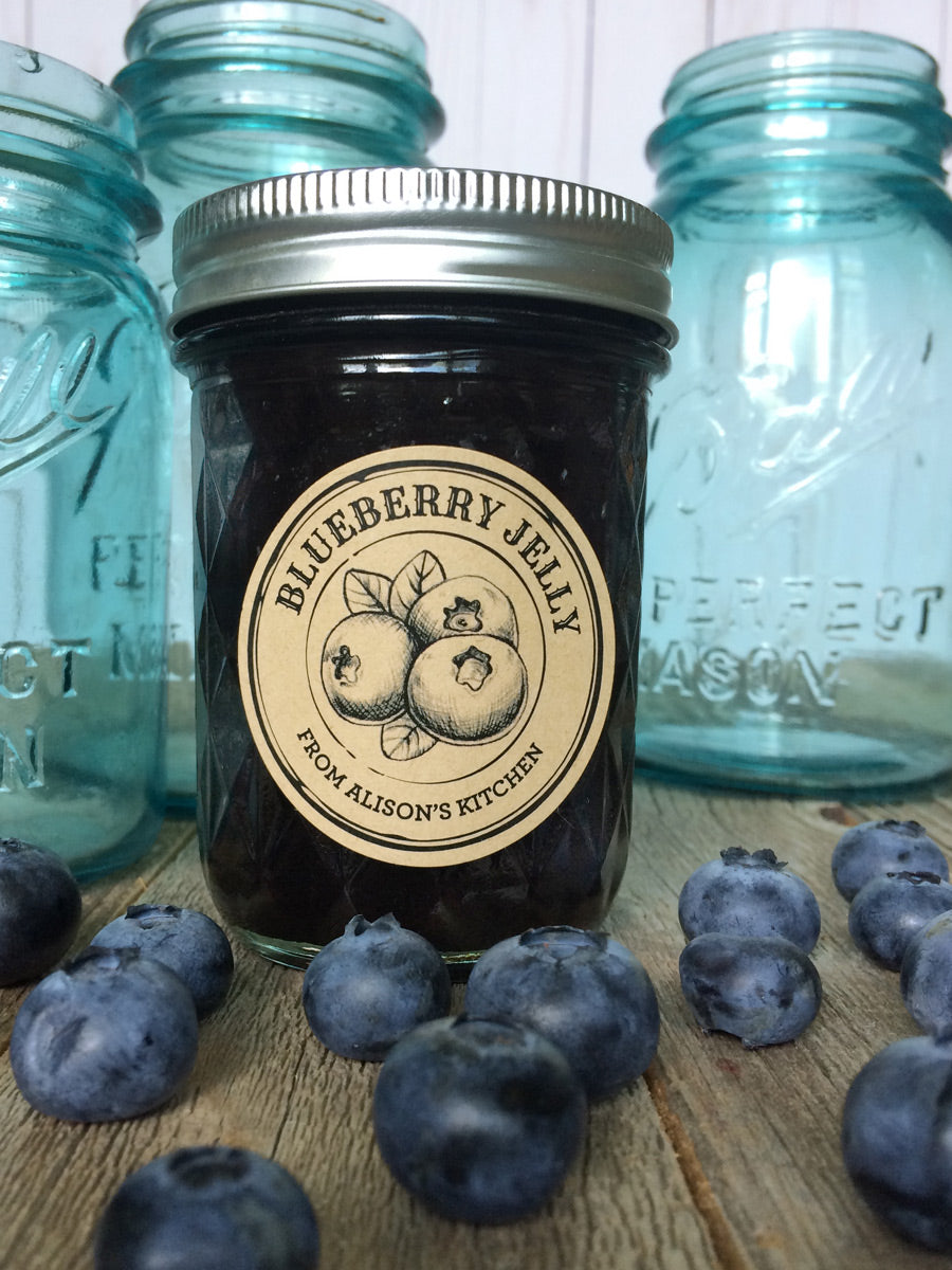 Custom Kraft Apothecary Blueberry Jelly Canning Labels | CanningCrafts.com