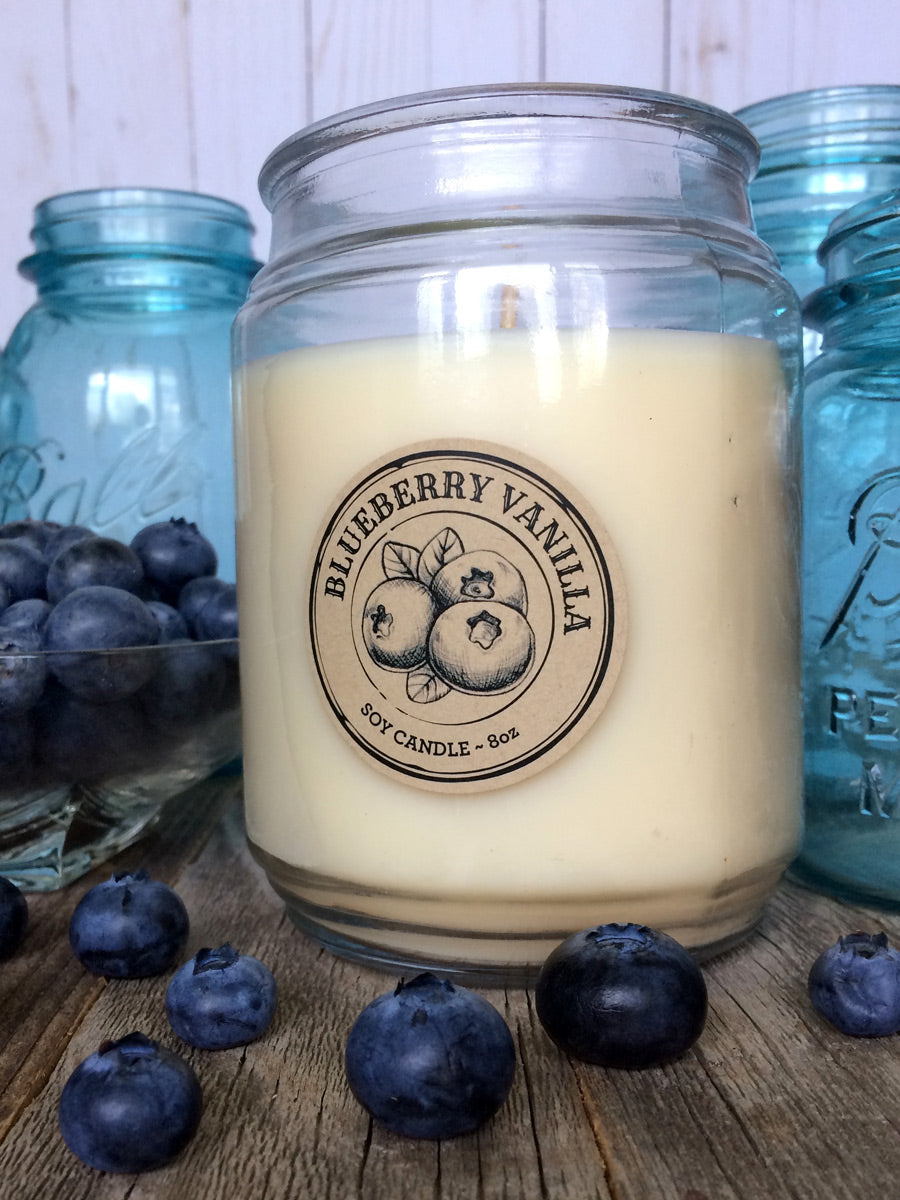 Custom Kraft Apothecary Blueberry Candle Labels | CanningCrafts.com