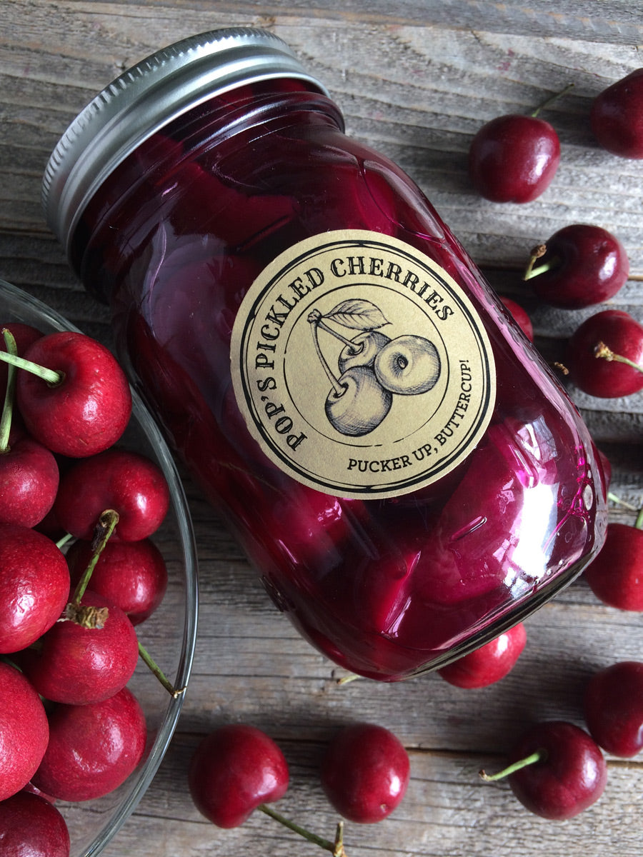 Custom Kraft Apothecary Pickled Cherries Canning Labels | CanningCrafts.com
