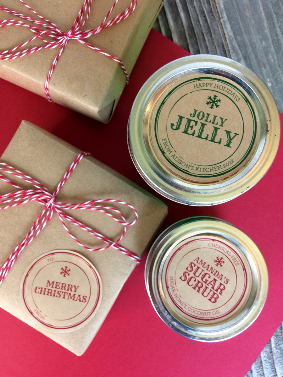 Custom Kraft Apothecary Christmas Canning Labels | CanningCrafts.com