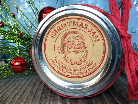 Custom Kraft Apothecary Santa Christmas Jam Canning Labels | CanningCrafts.com