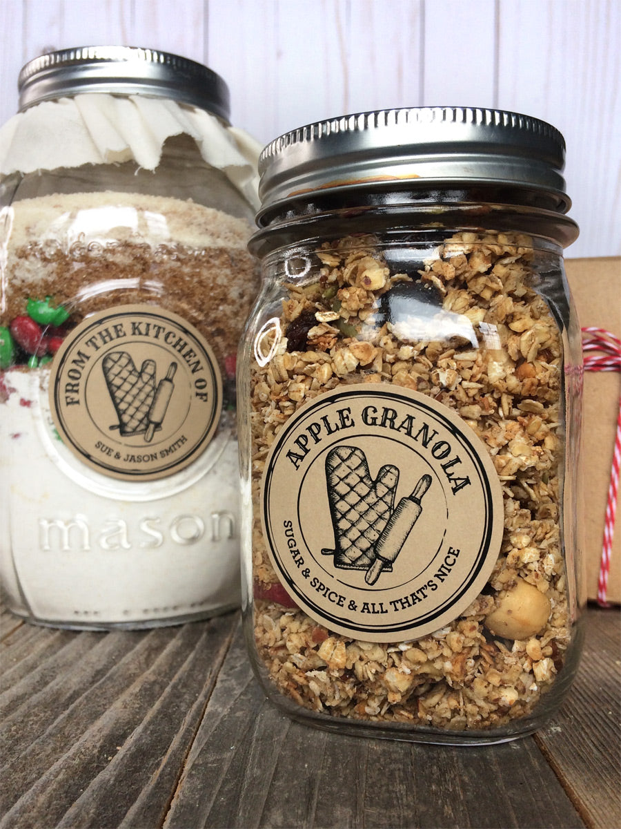 Custom Kraft Apothecary Bakery Kitchen Labels for granola & cookie jars | CanningCrafts.com