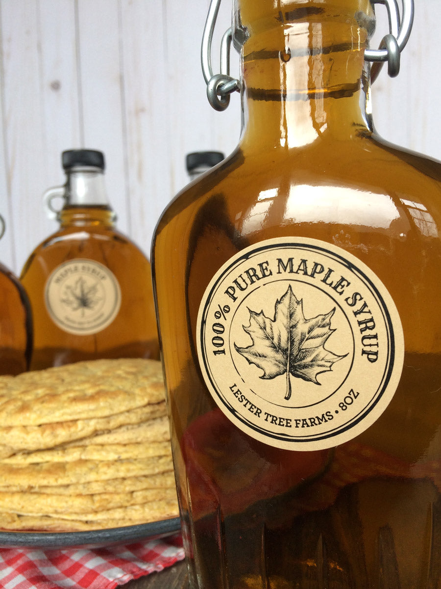 Custom Kraft Apothecary Maple Syrup Labels | CanningCrafts.com