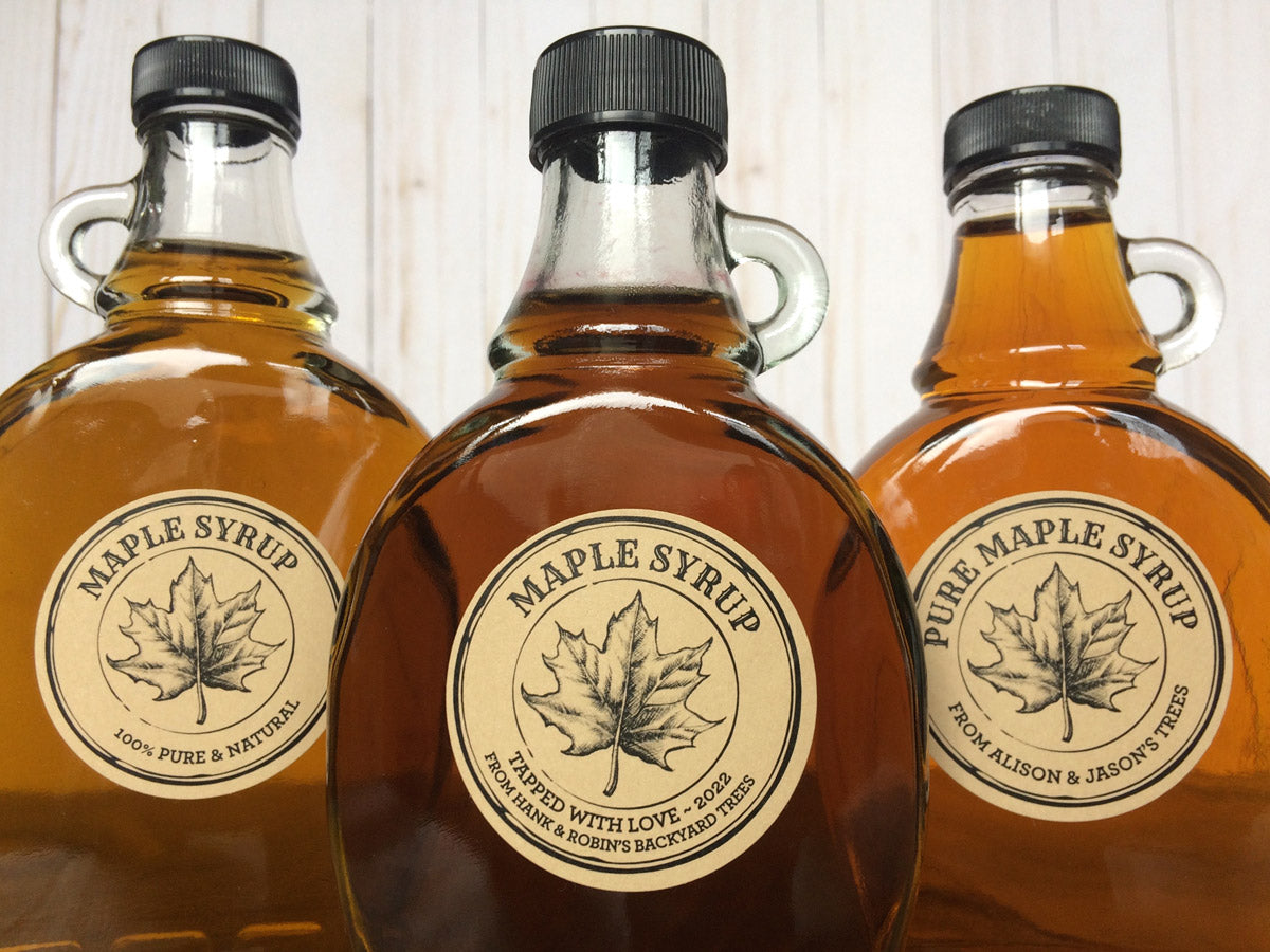 Custom Kraft Apothecary Maple Syrup Bottle Labels | CanningCrafts.com