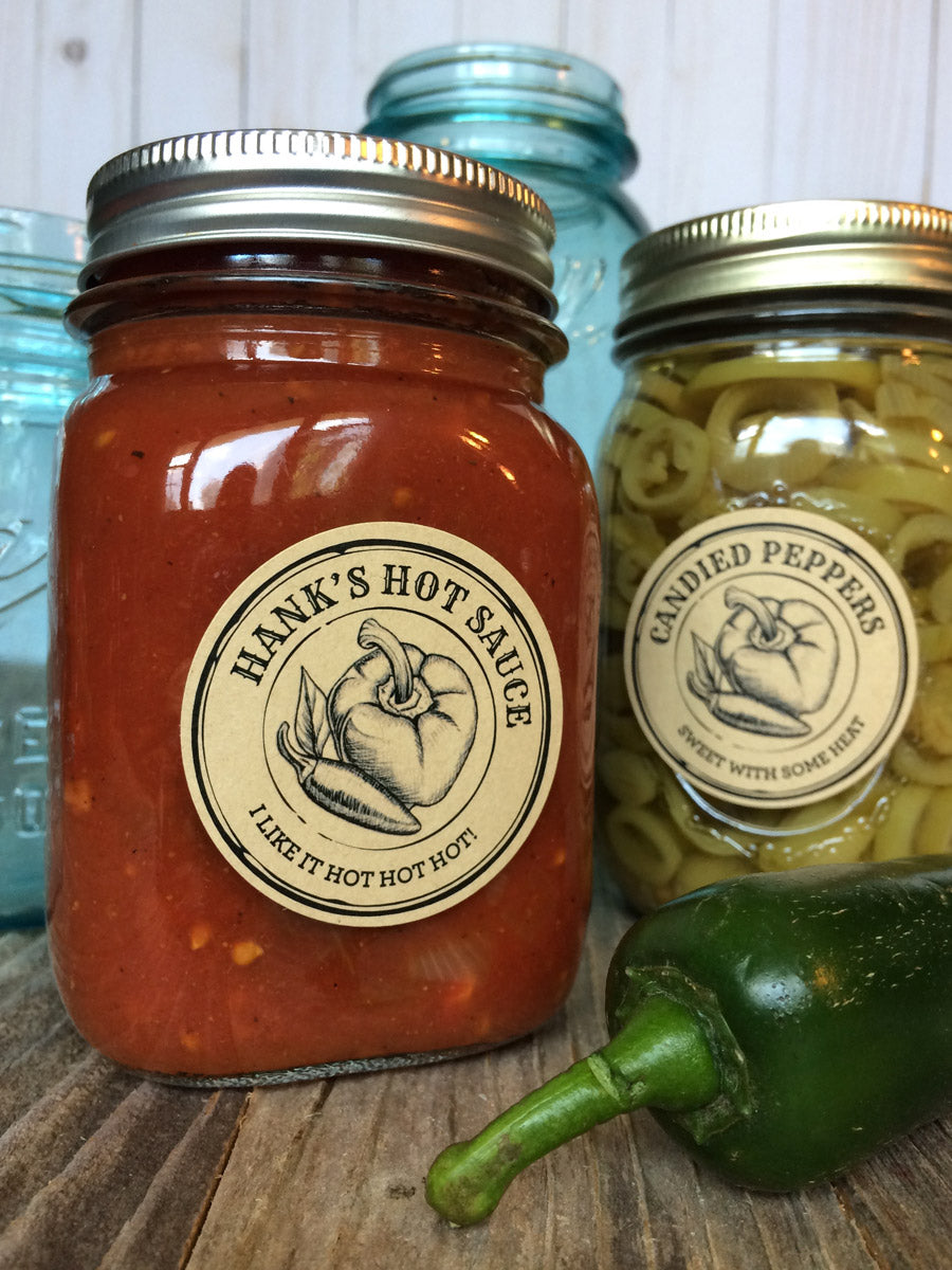 Custom Kraft Apothecary Pepper Hot Sauce Canning Labels | CanningCrafts.com