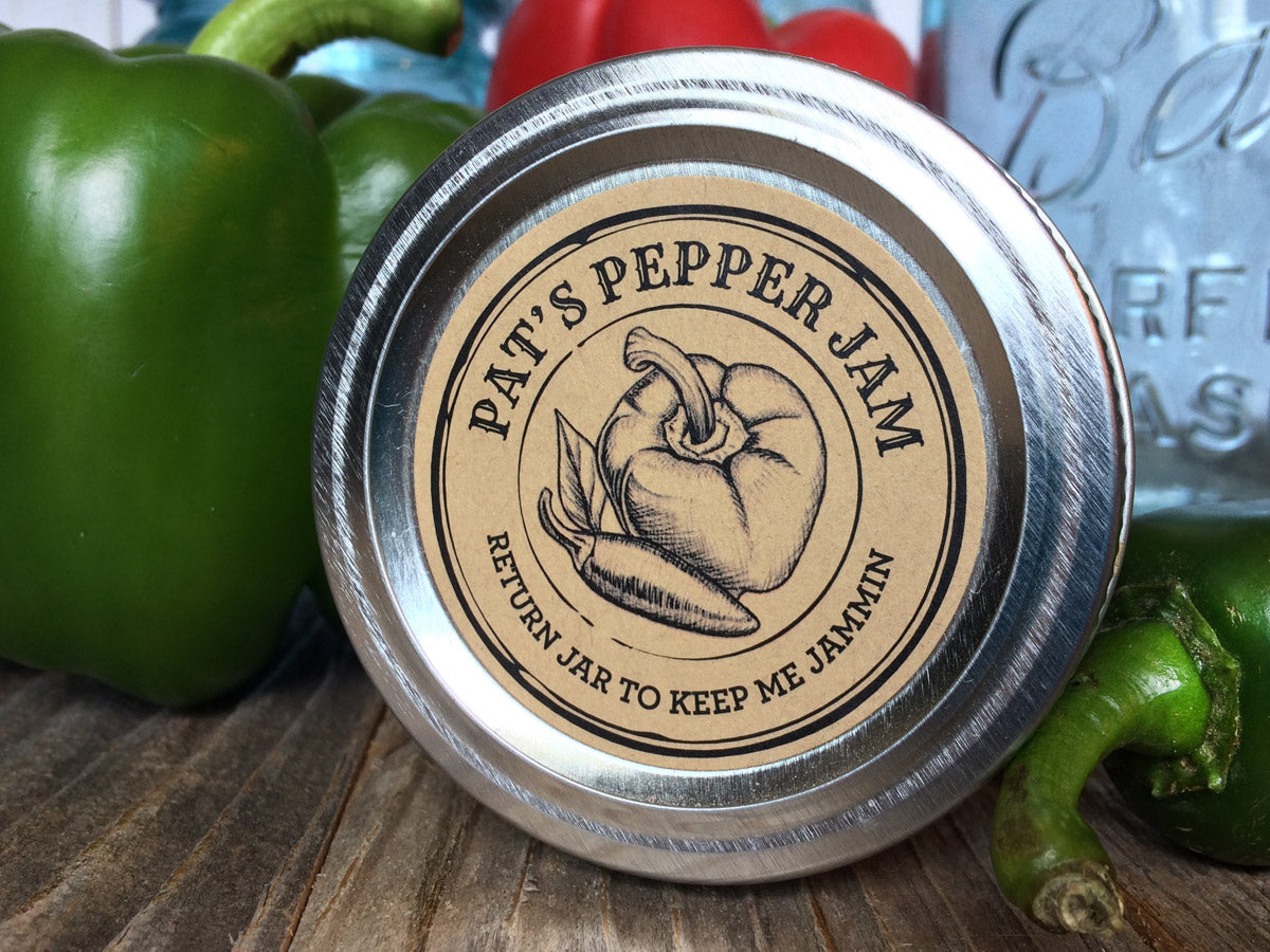 Custom Kraft Apothecary Pepper Jam Canning Labels | CanningCrafts.com