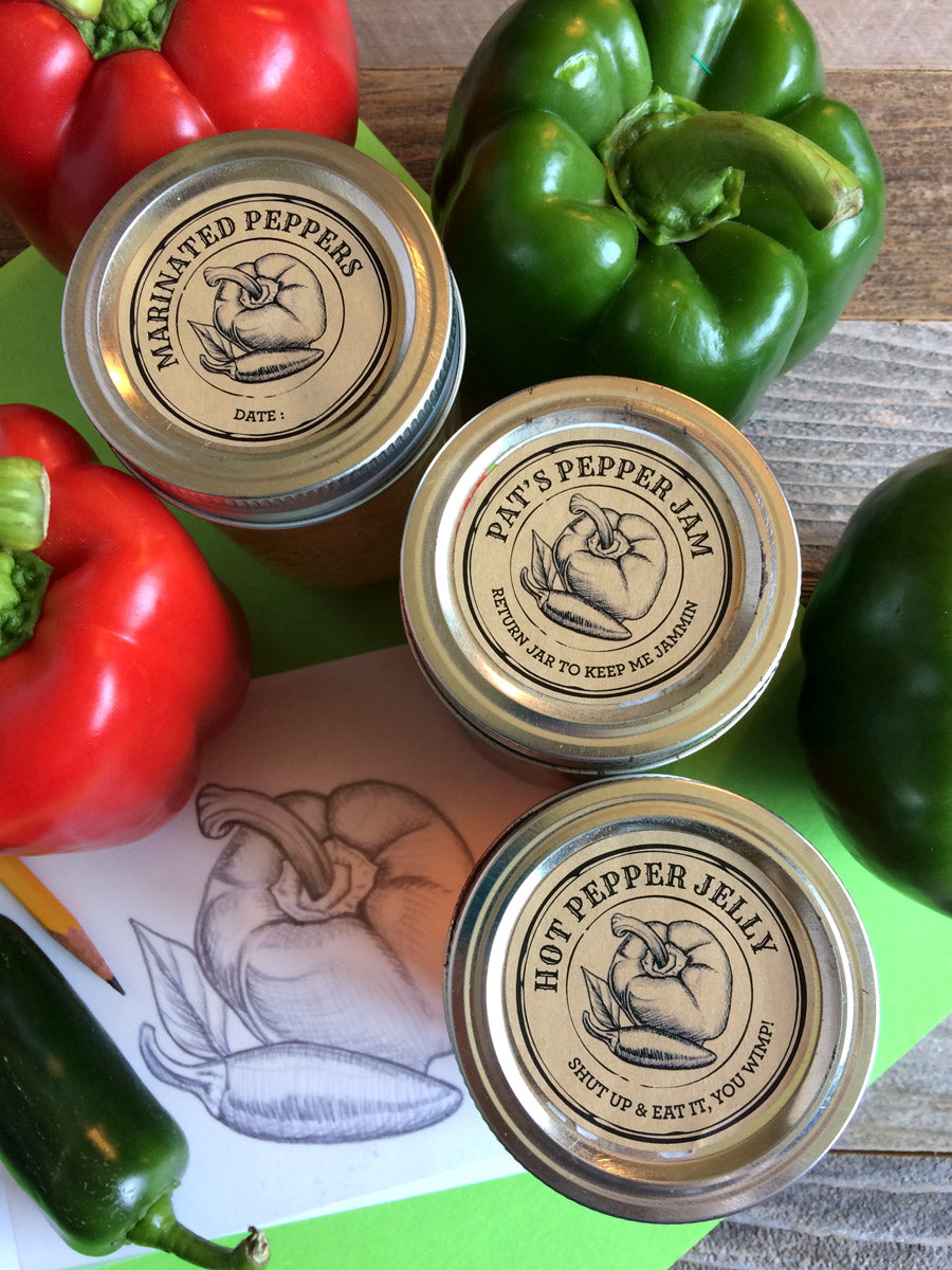 Custom Kraft Apothecary Hot Pepper Jam and Jelly Canning Labels | CanningCrafts.com