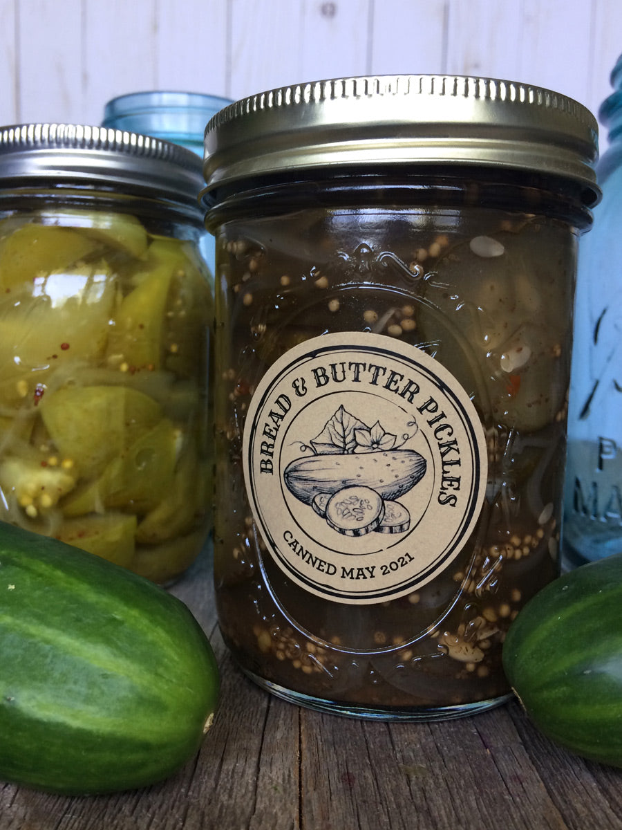 Custom Kraft Apothecary Bread and Butter Pickle Canning Labels | CanningCrafts.com