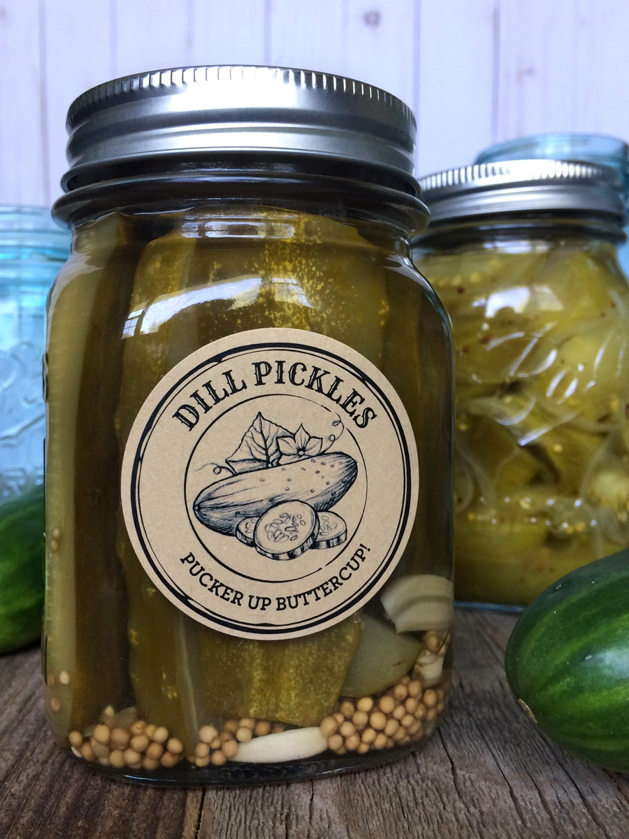 Custom Kraft Apothecary Dill Pickle Canning Labels | CanningCrafts.com