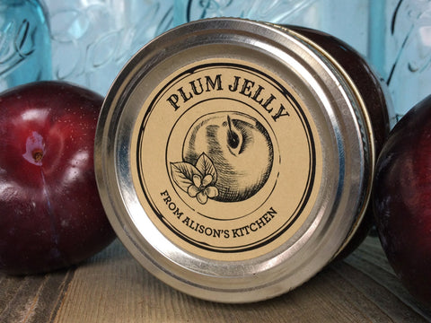 Custom Kraft Apothecary Plum Jelly Canning Labels | CanningCrafts.com