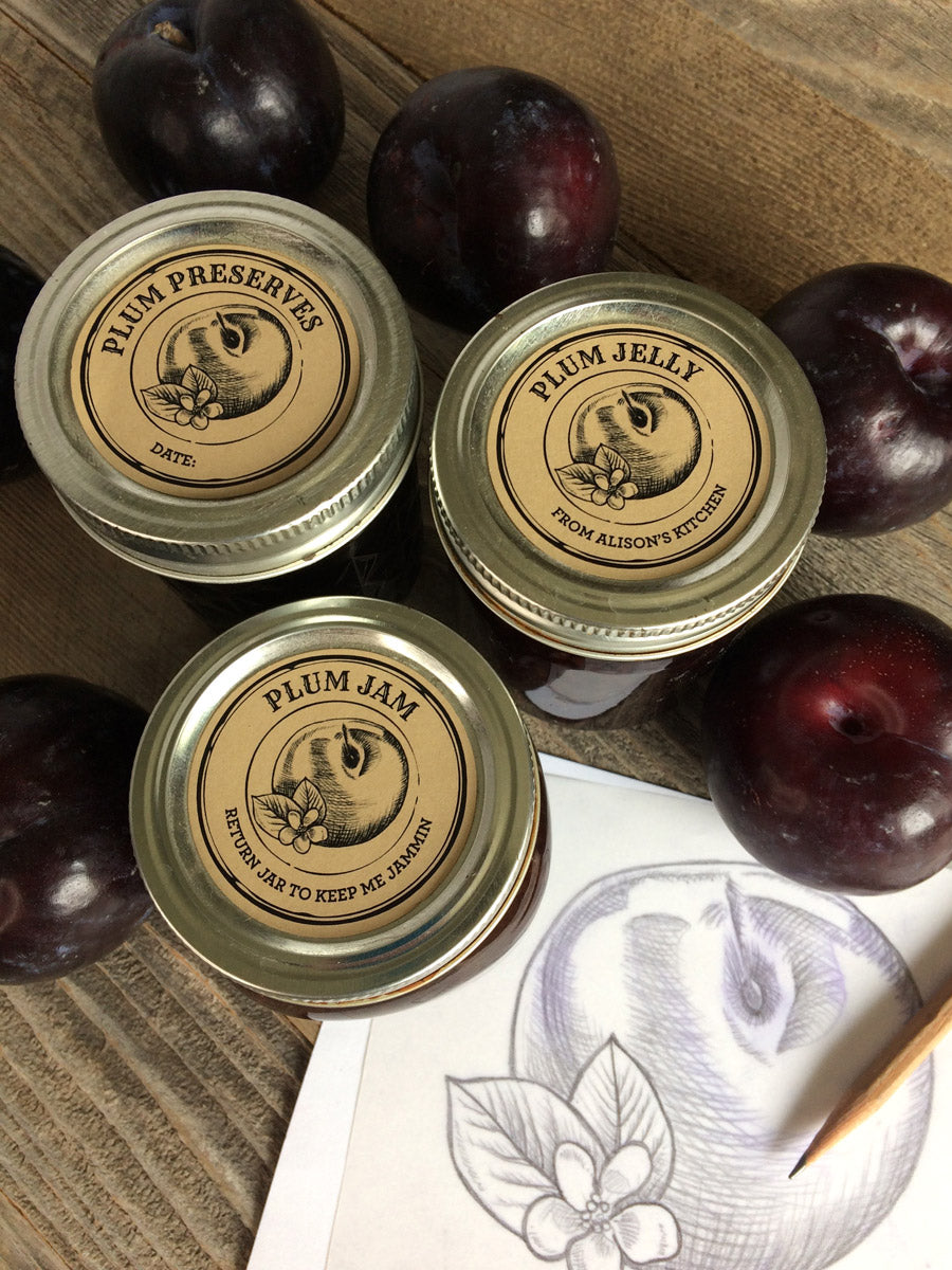 Custom Kraft Apothecary Plum Jam and Jelly Canning Labels | CanningCrafts.com