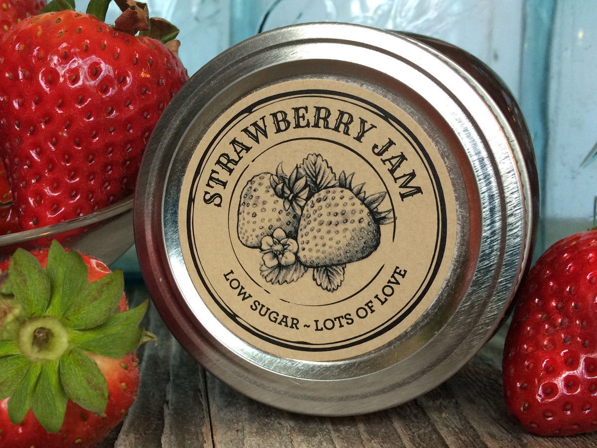 Custom Kraft Apothecary Strawberry Jam Canning Labels | CanningCrafts.com