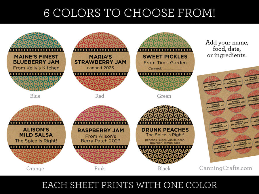 Customizable Canning Labels Custom Kraft Market Blend Canning Labels for home preserved jam jelly ...