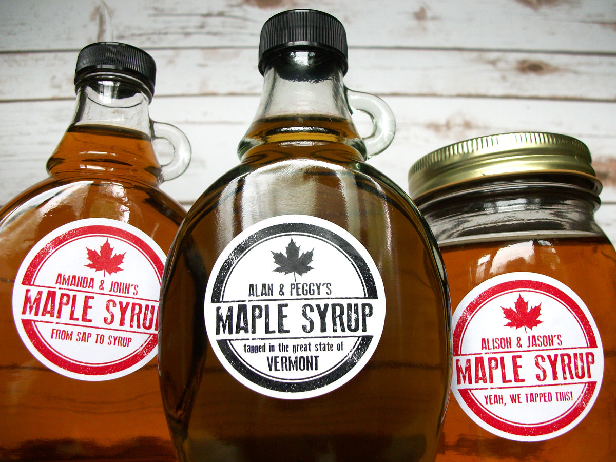 Syrup Labels Custom Rubber Stamp Maple Syrup Bottle Labels for maple sugarers ...