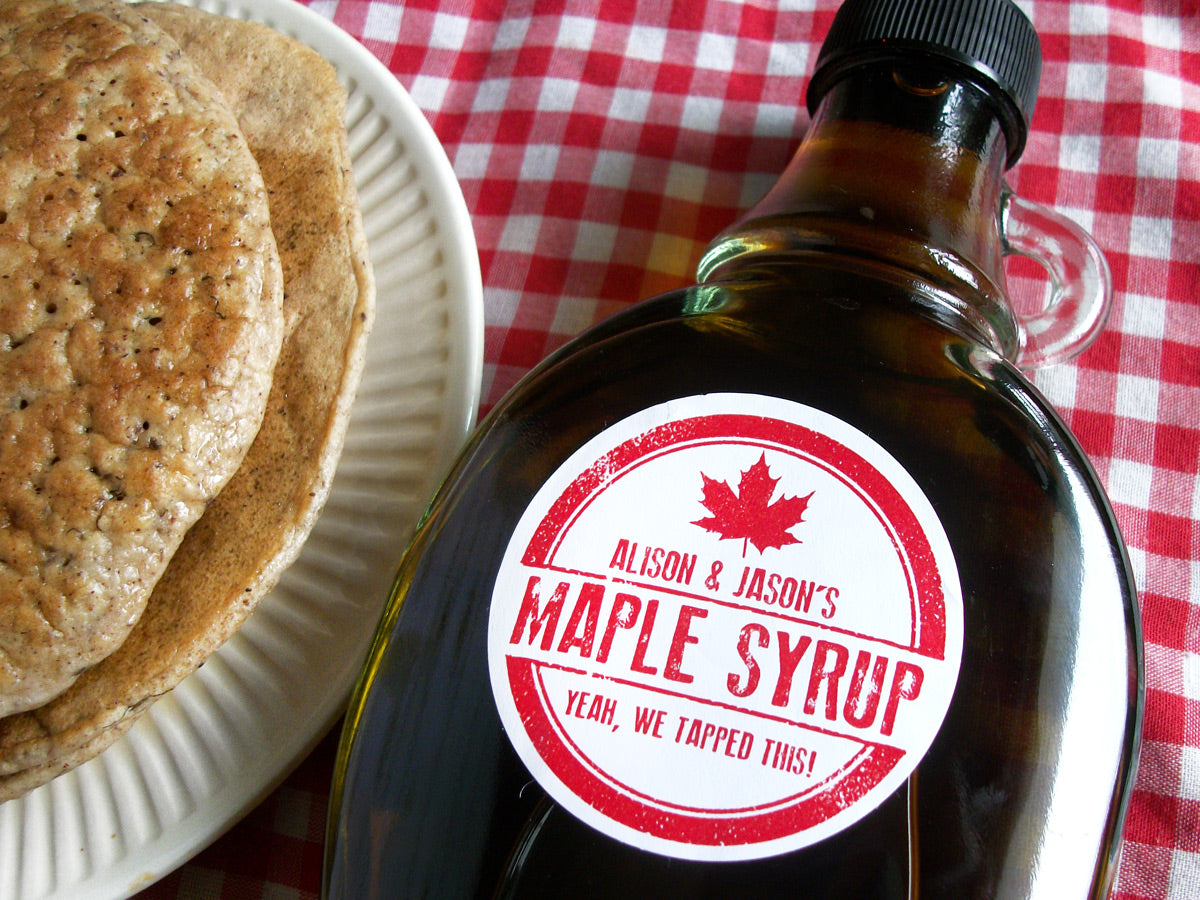 Custom Rubber Stamp Maple Syrup Labels | CanningCrafts.com