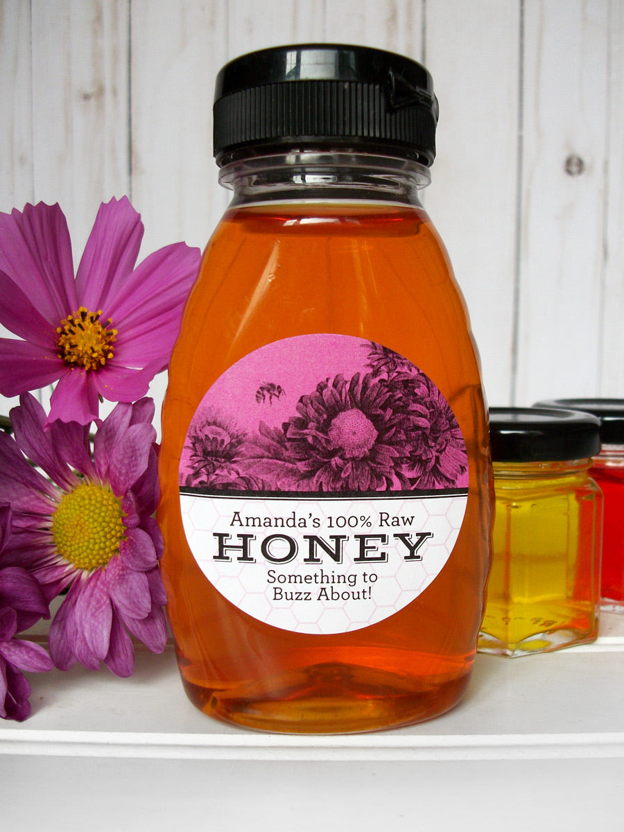 Custom Vibrant Floral Honey Bottle Labels | CanningCrafts.com