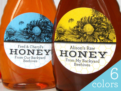 Custom Vibrant Floral Honey Labels | CanningCrafts.com