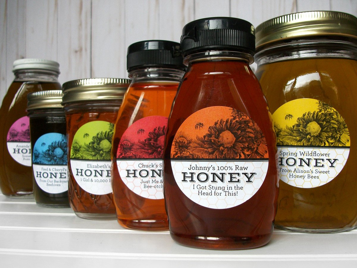 Custom Vibrant Floral Honey Jar & Bottle Labels | CanningCrafts.com