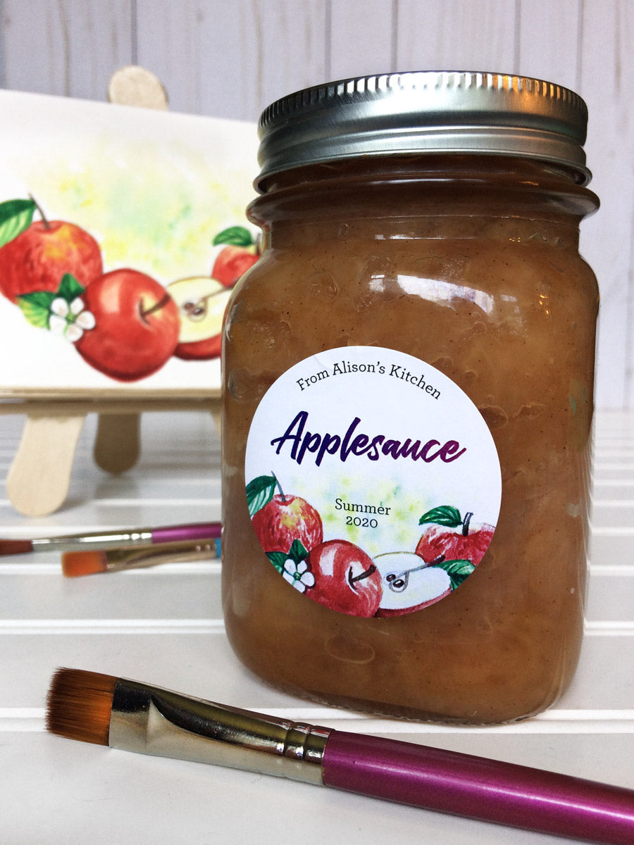 Custom Watercolor Applesauce Canning Labels | CanningCrafts.com