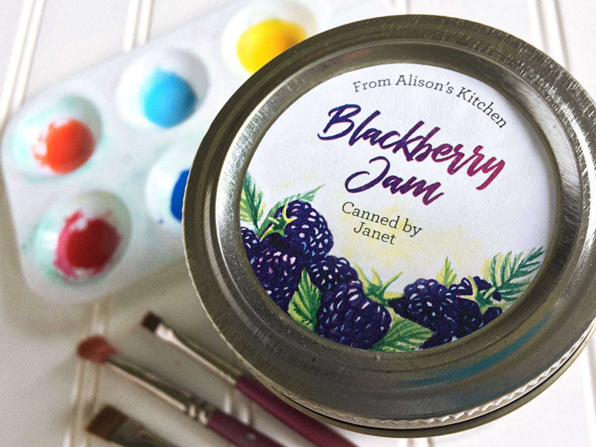 Custom Watercolor Blackberry Jam Canning Labels | CanningCrafts.com