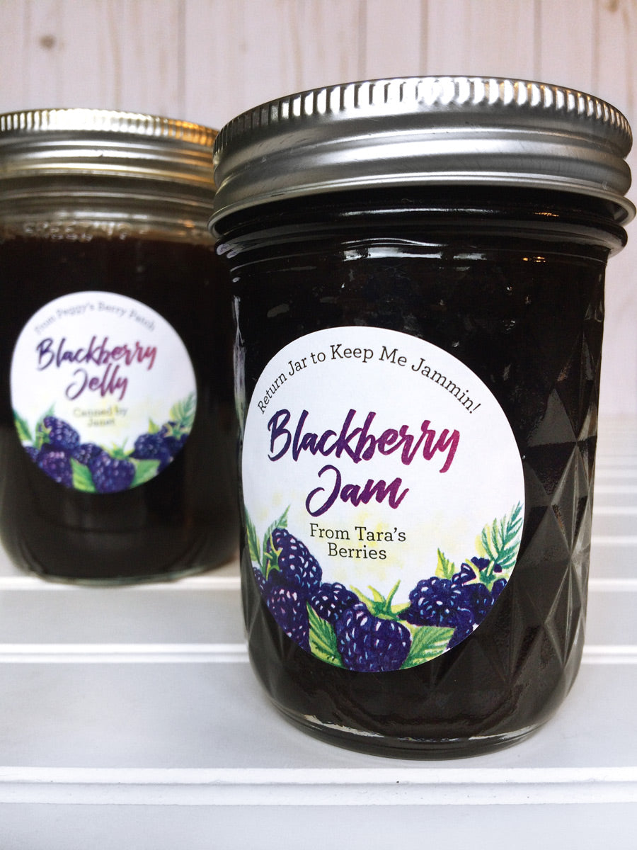 Custom Watercolor Blackberry Jam and Jelly Jar Labels | CanningCrafts.com