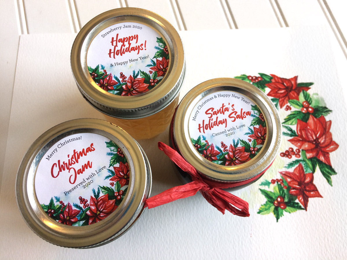 Custom Watercolor Christmas Mason Canning Jar Labels | CanningCrafts.com