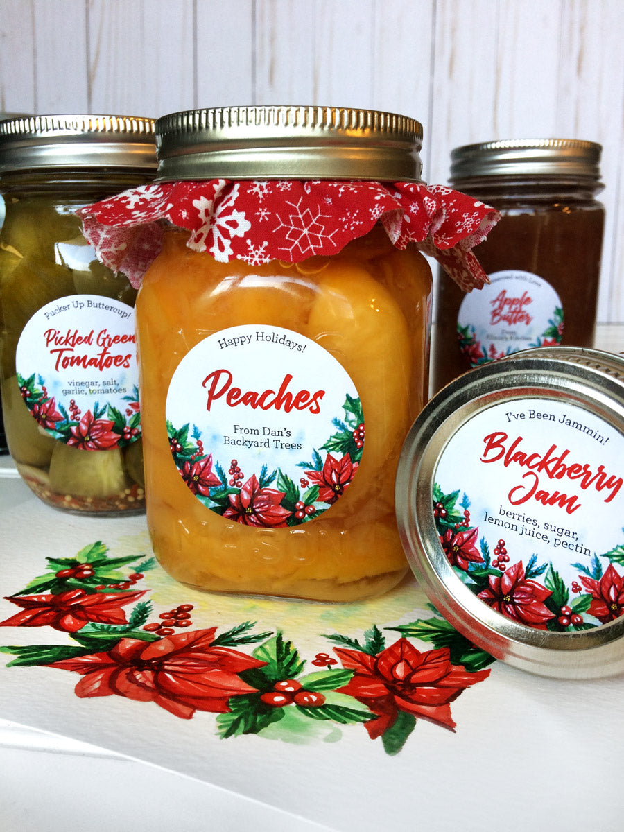Custom Watercolor Christmas Canning Labels | CanningCrafts.com