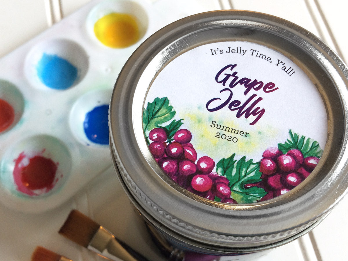 Grape Custom Custom Watercolor Grape Canning Labels for jam, jelly, and juice ...