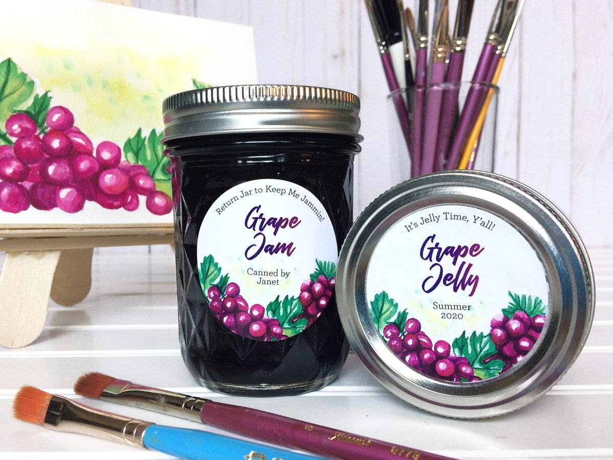 Custom Watercolor Grape Jelly and Jam Canning Labels | CanningCrafts.com