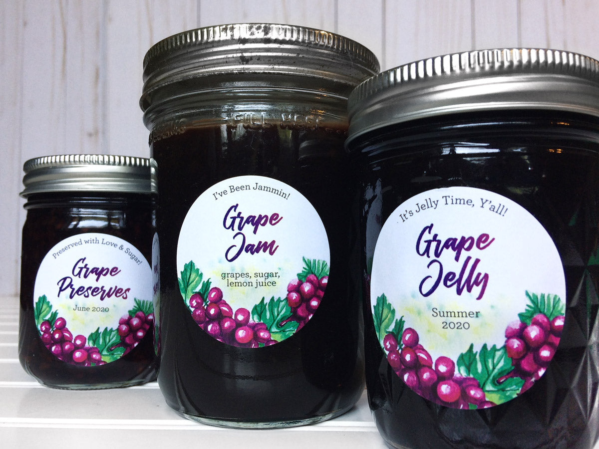 Custom Watercolor Grape Jelly, Jam, and Preserves Canning Labels | CanningCrafts.com