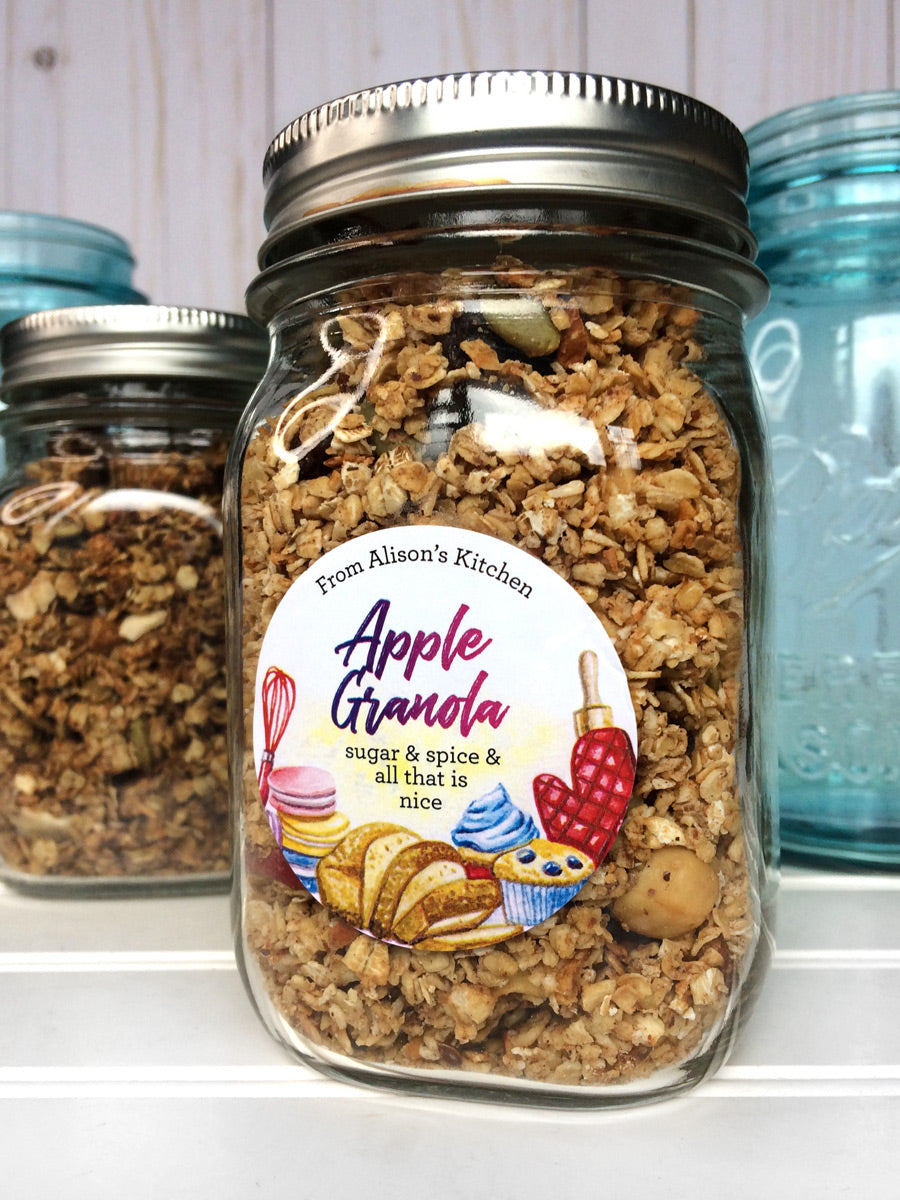 Custom Watercolor Kitchen & Baked Goods Labels for granola canning jars | CanningCrafts.com