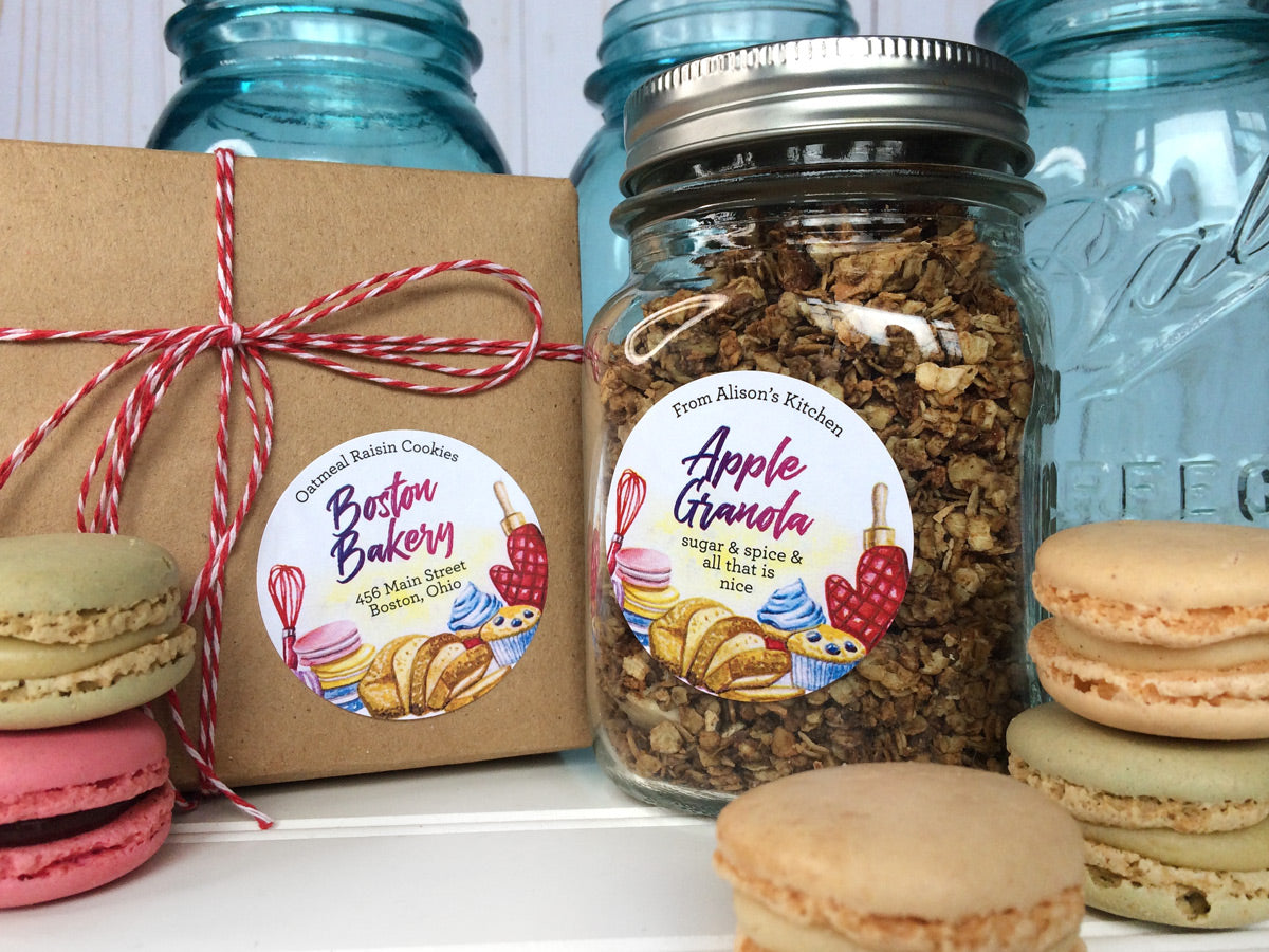 Custom Watercolor Kitchen & Baked Goods Labels for Granola & Bakery Cookies | CanningCrafts.com