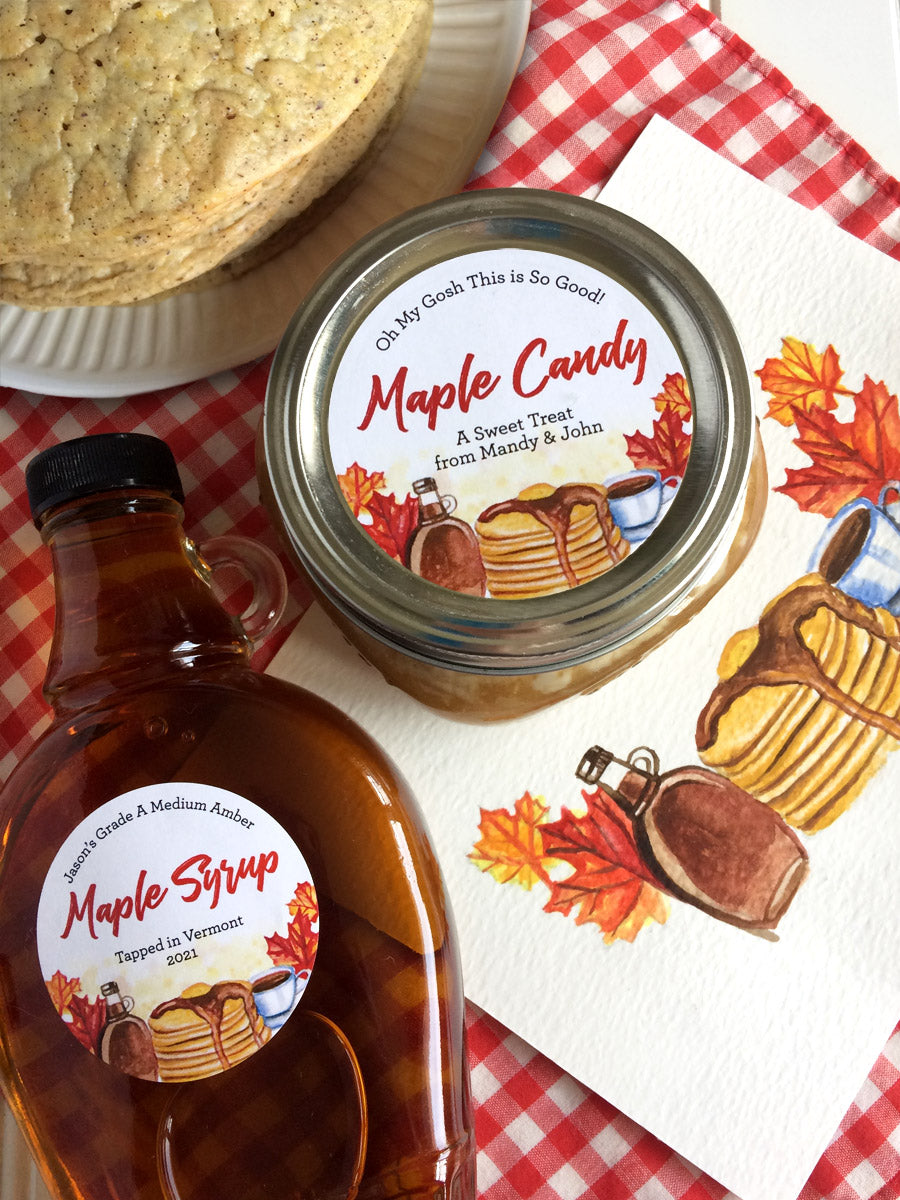 Custom Watercolor Maple Syrup and Candy Labels | CanningCrafts.com
