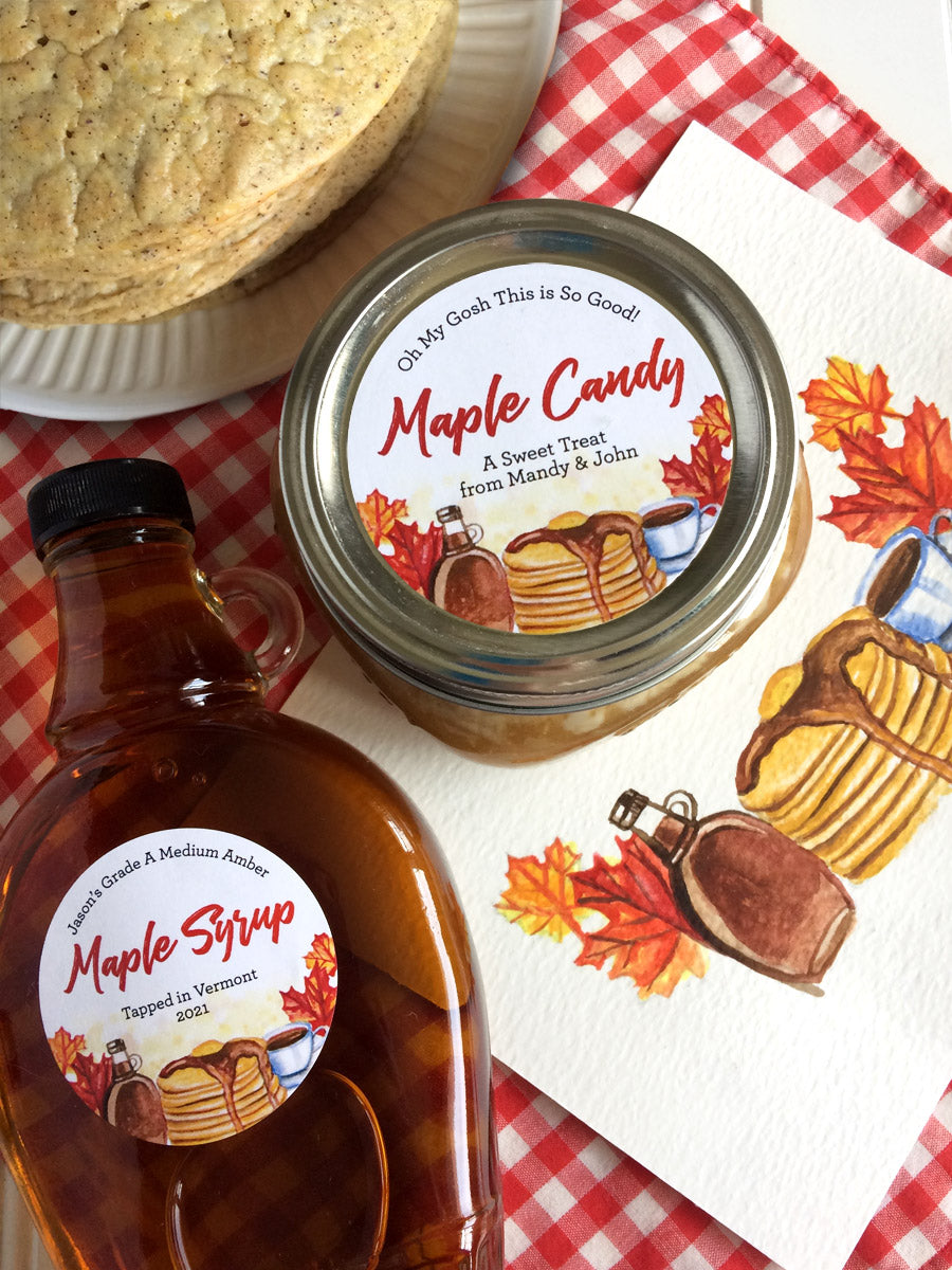 Syrup Labels Custom Watercolor Maple Syrup Labels for bottles and mason jars ...